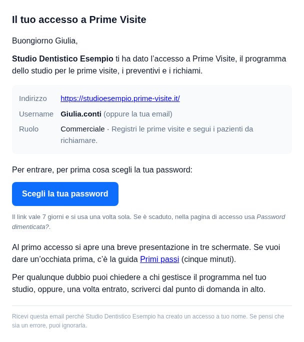 L'email che riceve la persona